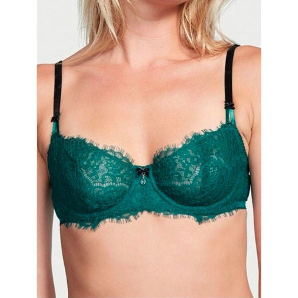 Victoria's Secret Dream Angels Wicked Unlined Lace & Velvet Balconette Bra 32D